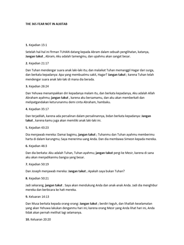 365 Jangan Takut Dalam Alkitab | PDF