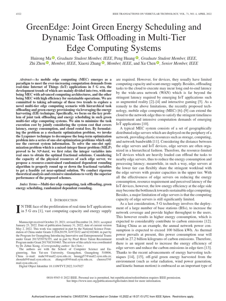 GreenEdge - Joint Green Energy Scheduling and Dynamic Task Offloading ...