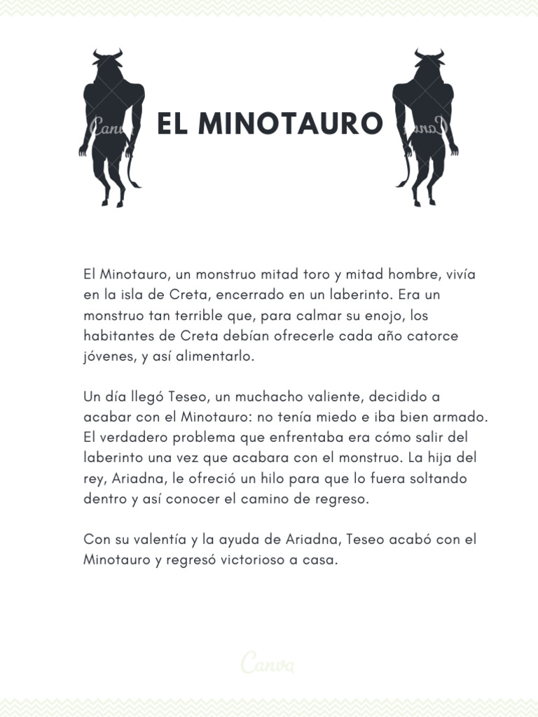Teseo y el Minotauro: Mito de Creta | PDF