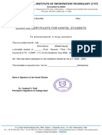 Hostel Bonafide Certificate Format A.y.2022 23