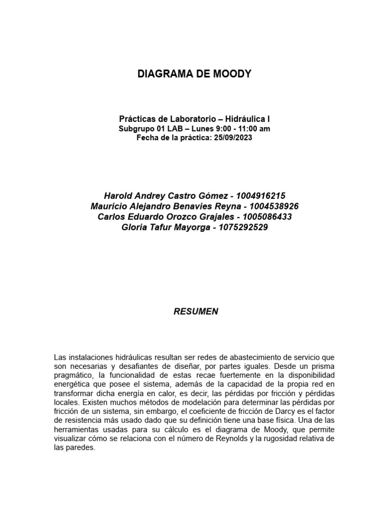 Diagrama de Moody | PDF