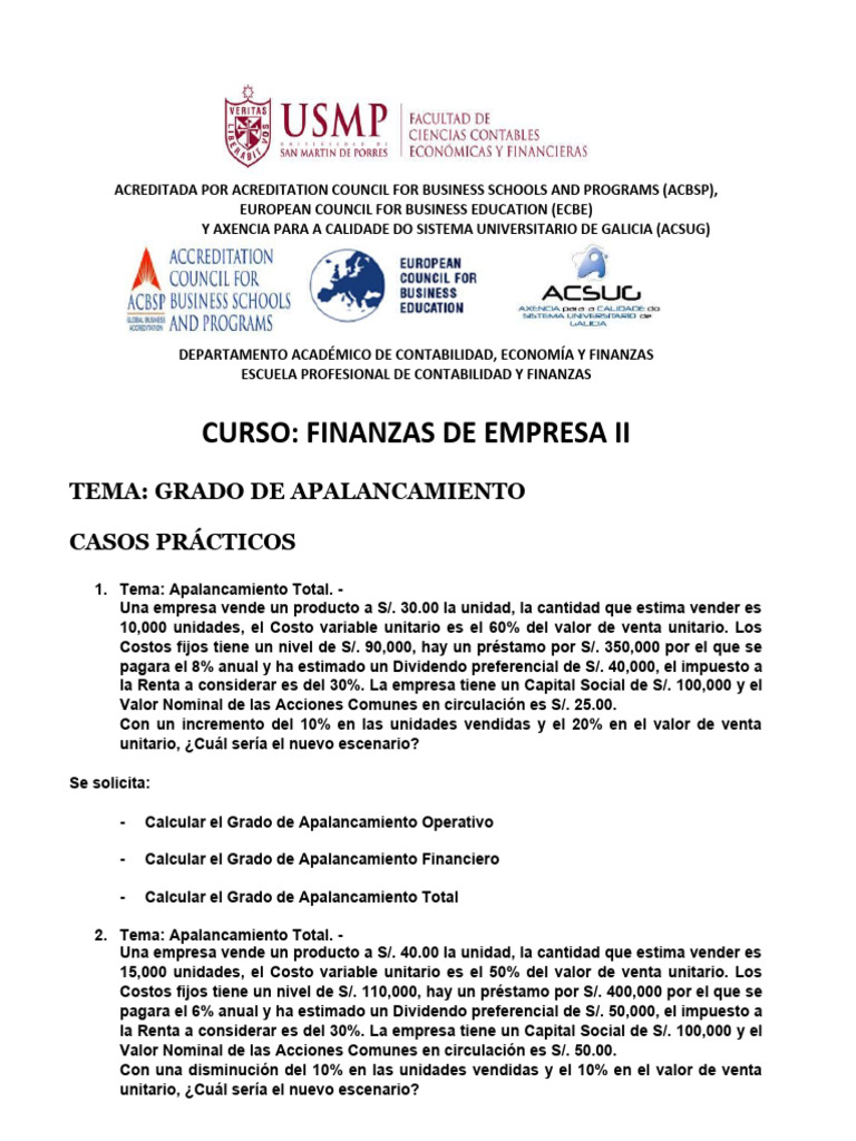 Grado de Apalancamiento en Finanzas Empresariales | PDF ...