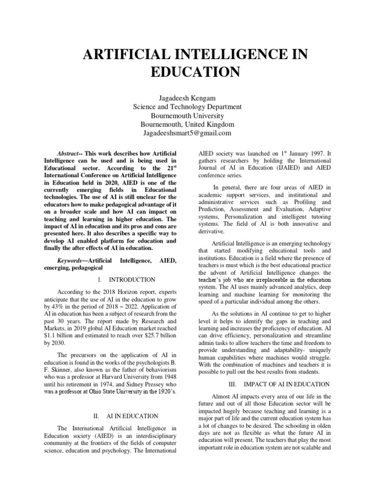 AI's Impact on Education Systems | PDF | Artificial Intelligence ...