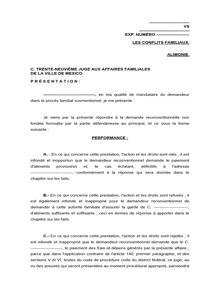 Réponse à la demande reconventionnelle | PDF | Vérité | Justice