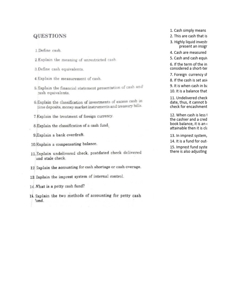 Intermediate Accounting Chapter 1 Exercises - Valix | PDF | Cheque ...