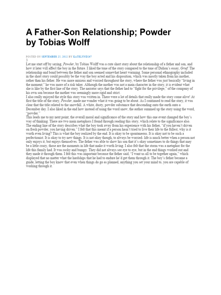 Powder by Tobias Wolff PDF