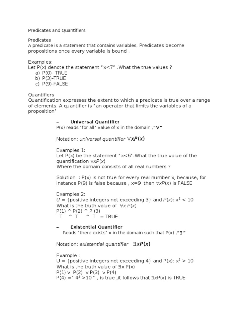 Understanding Quantifiers in Logic | PDF