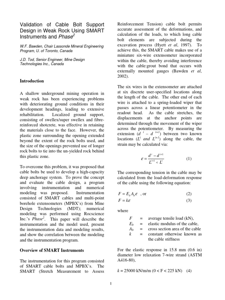 Instrumented Cable Bolt Validation | PDF | Young's Modulus | Civil ...