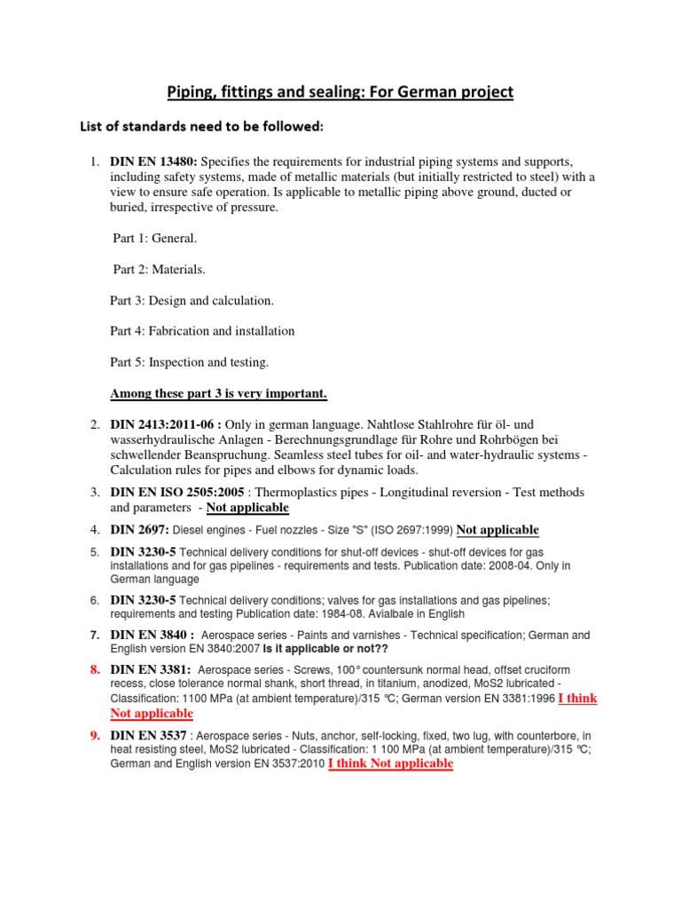 German Standards for Industrial Piping | PDF | Pipe (Fluid Conveyance ...