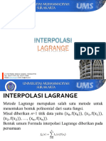 Materi Interpolasi - Teknik Elektro Interpolasi Lagrange