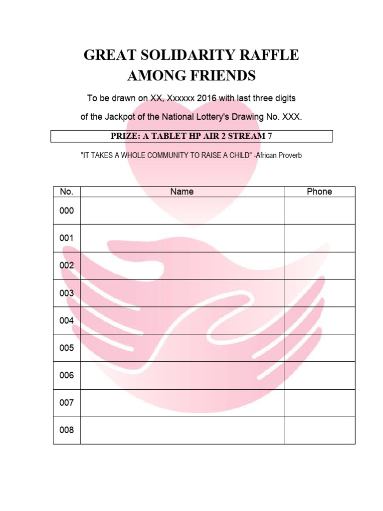 Raffle Format With 1000 Numbers PDF Sports Government