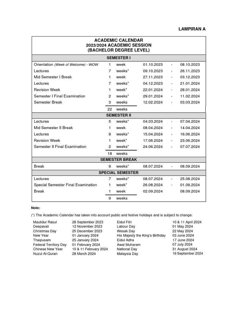 2023.09.01 - Academic Calendar (Undergraduate) 2023 - 2024 | PDF ...