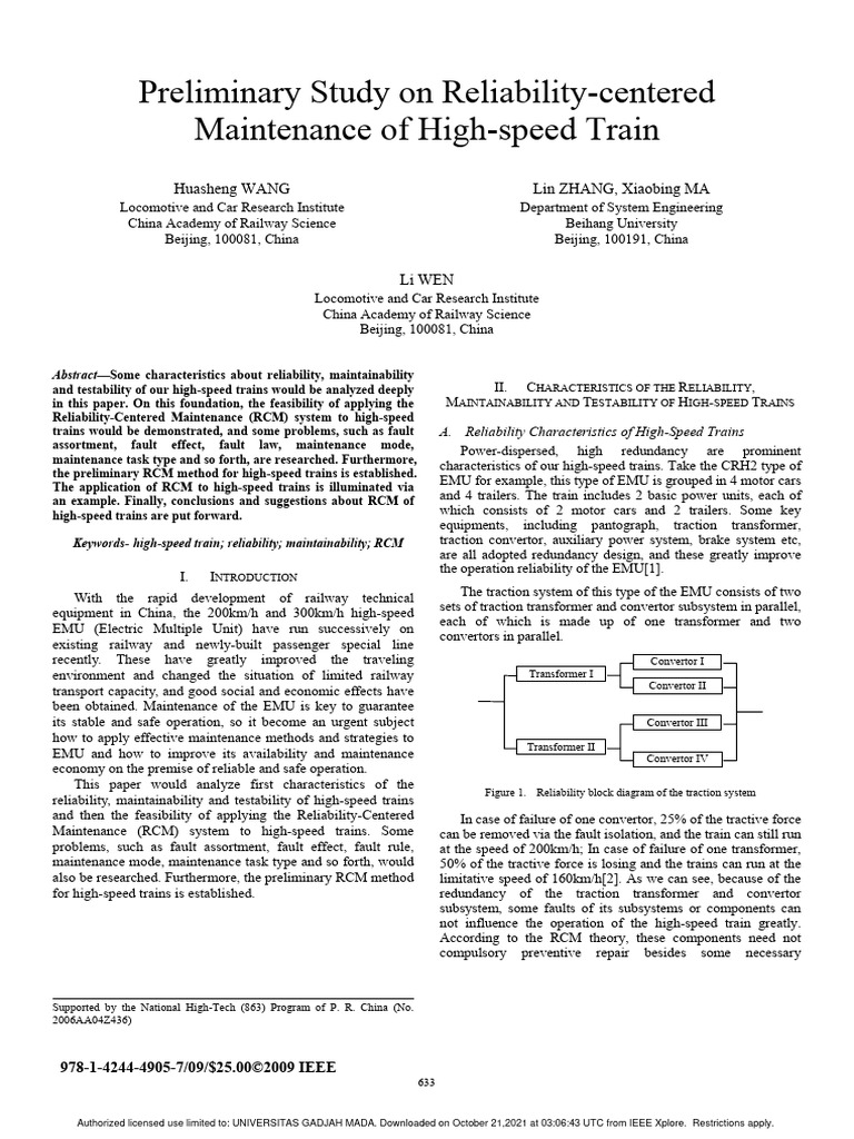 RCM for High-Speed Train Reliability | PDF | Reliability Engineering ...