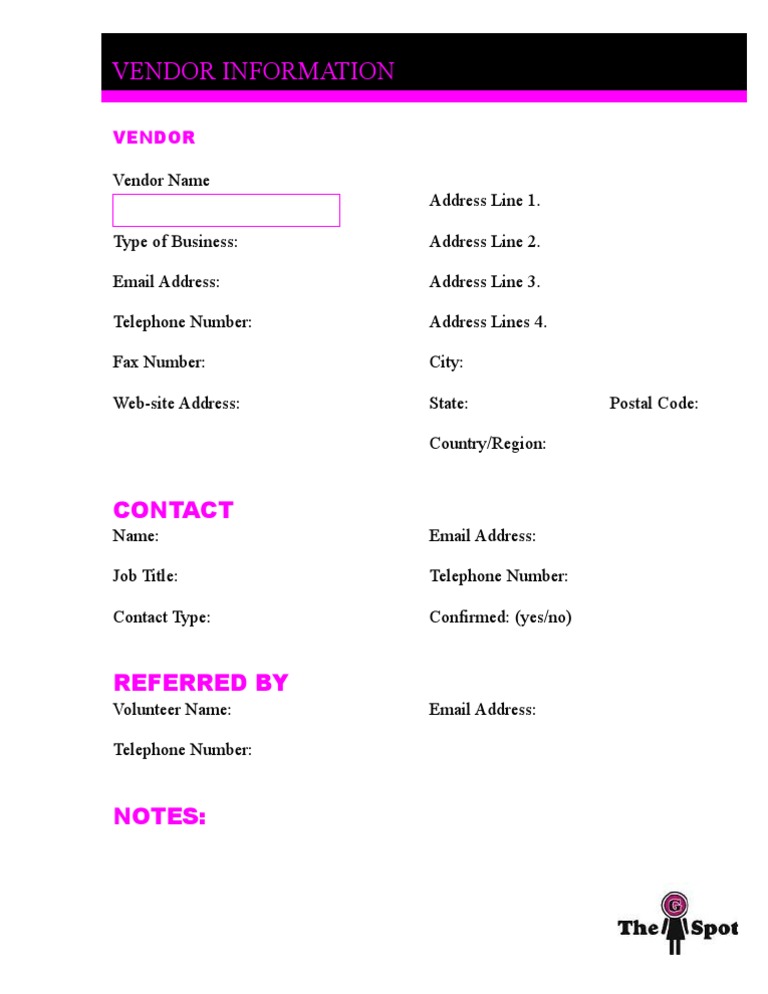 Vendor Information Form Template | PDF