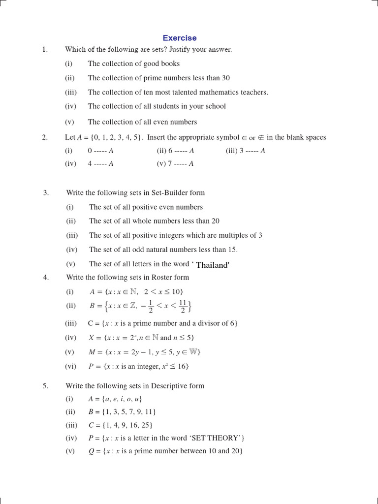 Sets Work 1 PDF Numbers English Language