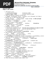 AJP Question Bank Class Test 1 Jan 2020