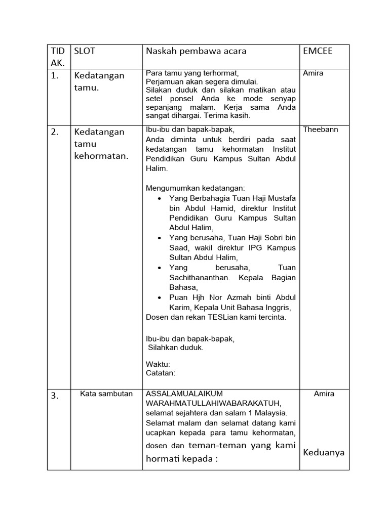 Naskah Pembawa Acara | PDF