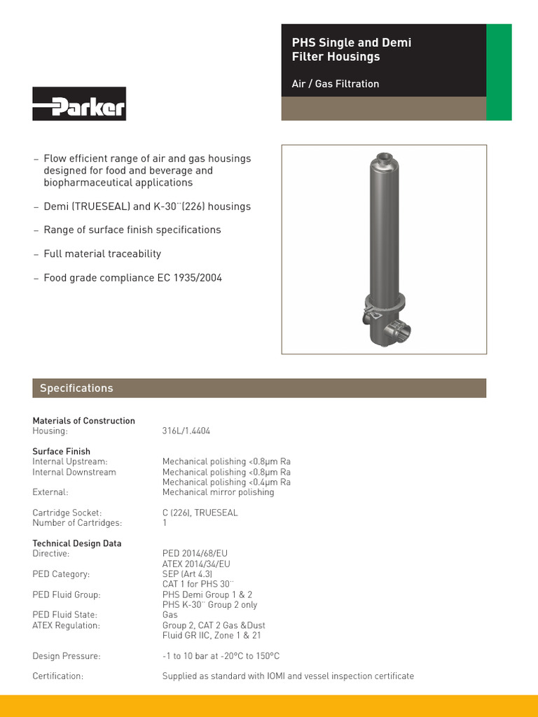Demi Group Filter Housing Specifications | PDF