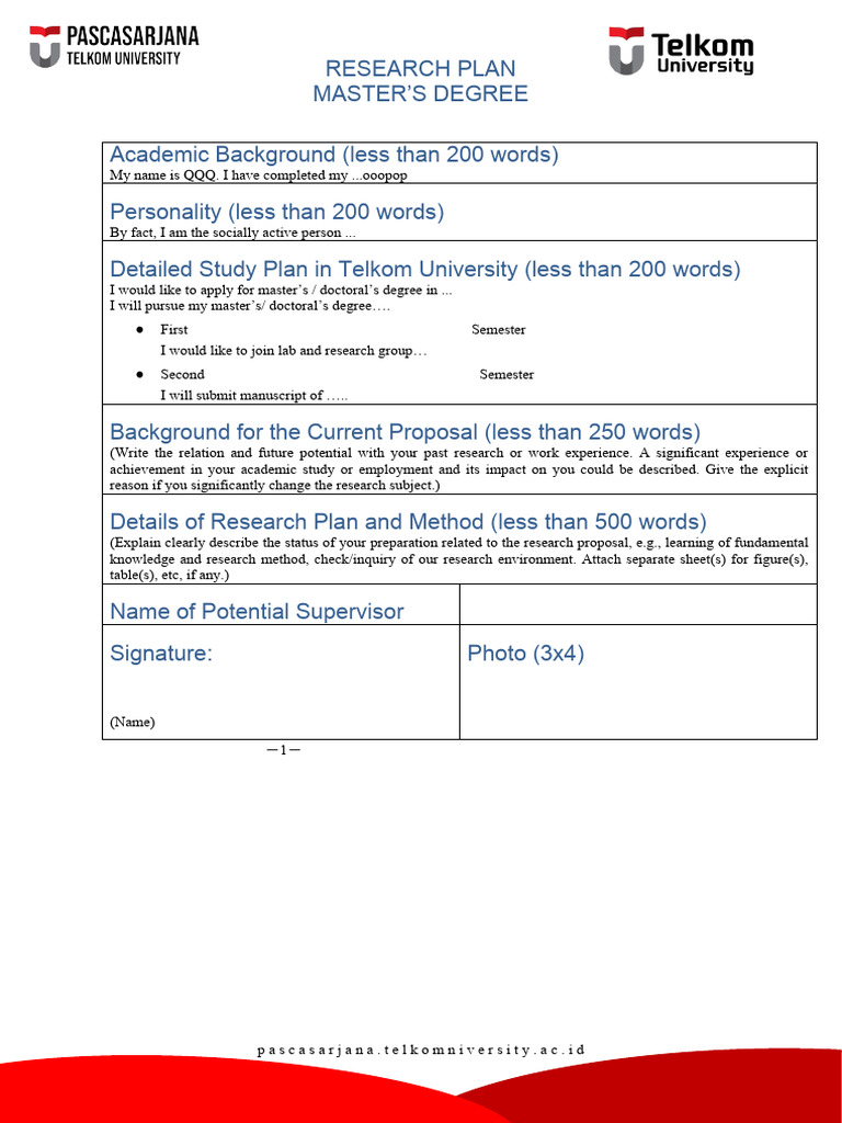 Master's Degree Research Plan | PDF | Career & Growth