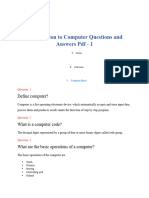 Introduction To Computer Questions and Answers PDF - 1