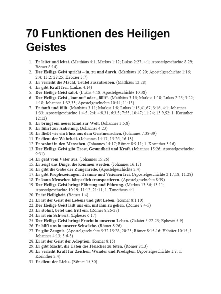 70 Funktionen Des Heiligen Geistes | PDF