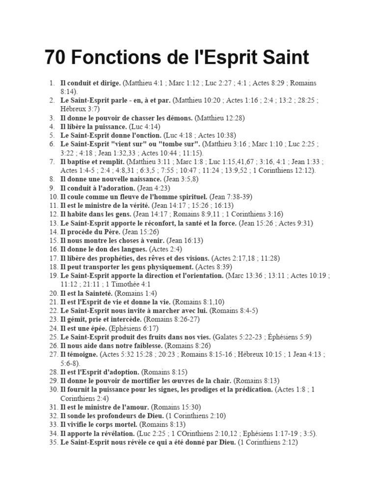 Fonctions et Rôles de l'Esprit Saint | PDF | Saint-Esprit | Évangile ...