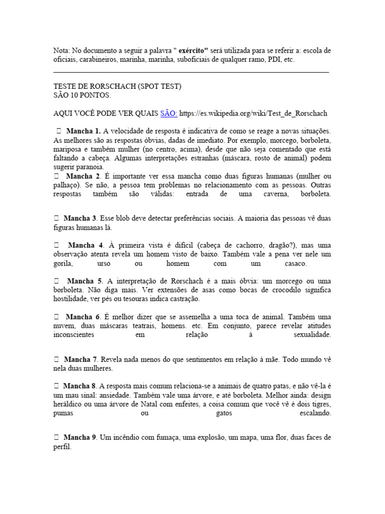 TESTE PSICOLÓGICO MAIS COMUM-army-carabineros-armada.docx | PDF ...