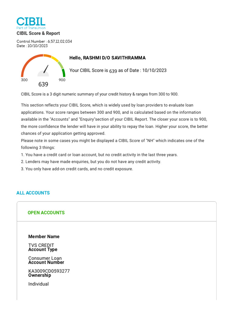 Understanding Your CIBIL Score | PDF | Finance & Money Management | Credit