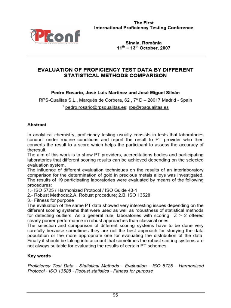 Statistical Methods in Proficiency Testing | PDF | Outlier | Robust ...