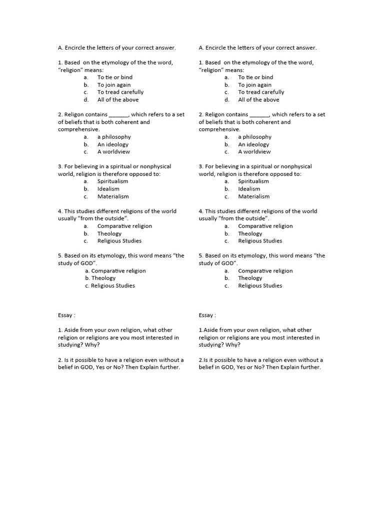 Quiz 1 PDF Religious Studies Theology