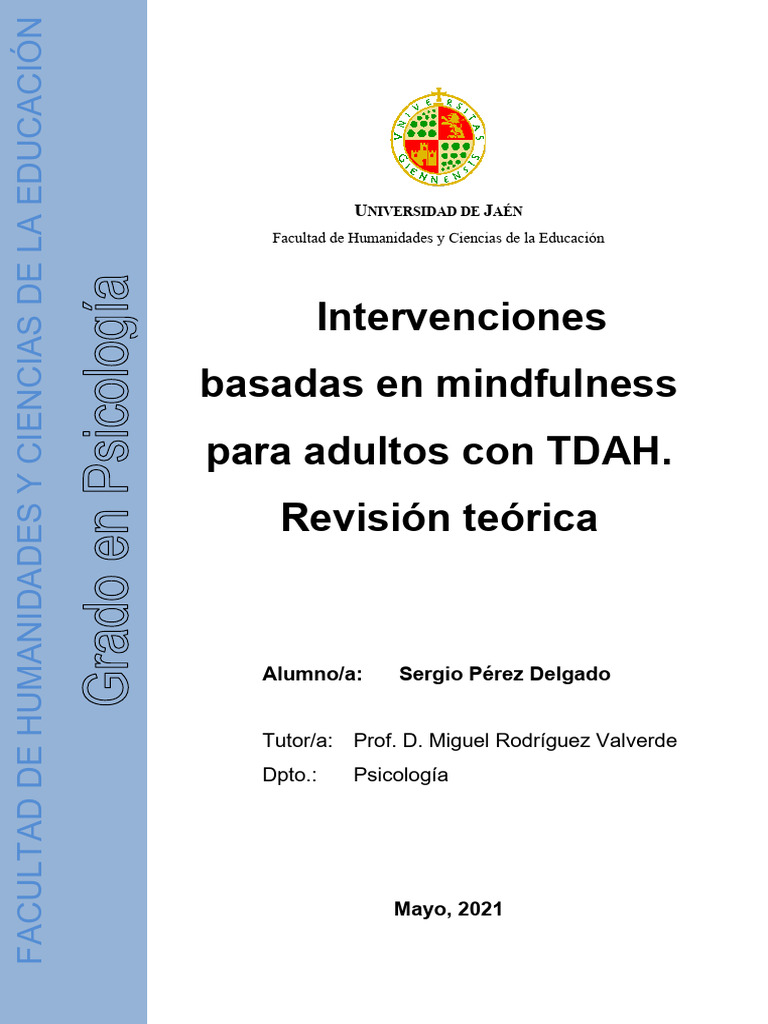 Intervención Basadas En Mindfulness Para Adultos Con Tdah Pdf