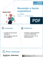 Revendo o Texto Expositivo: 2 Série Aula 1 - 3 Bimestre