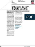 L'Archivio Dei Duchi Sarà Digitale e Online - Il Resto Del Carlino Del 12 Ottobre 2023