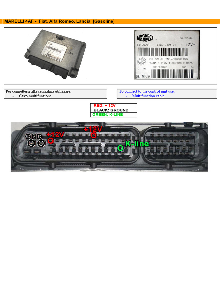 Calculateur (centraline) Moteur Fiat/Lancia - Référence 9GF.TT, Magneti Marelli, Occasion Fonctionnelle