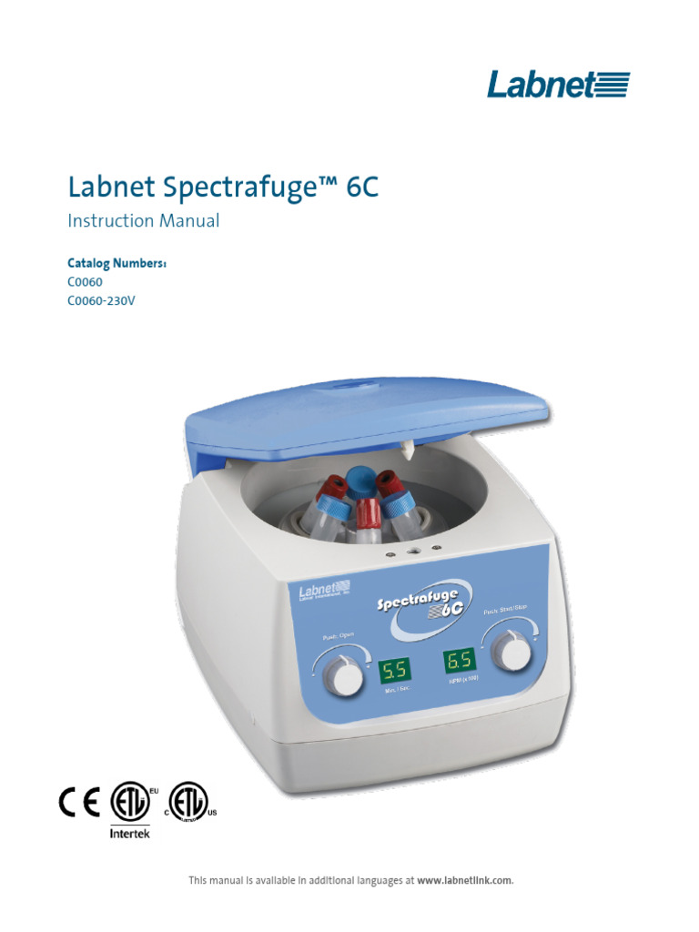 Spectrafuge 6C (CLSLN-AN-1003DOC REV1) | PDF | Centrifuge