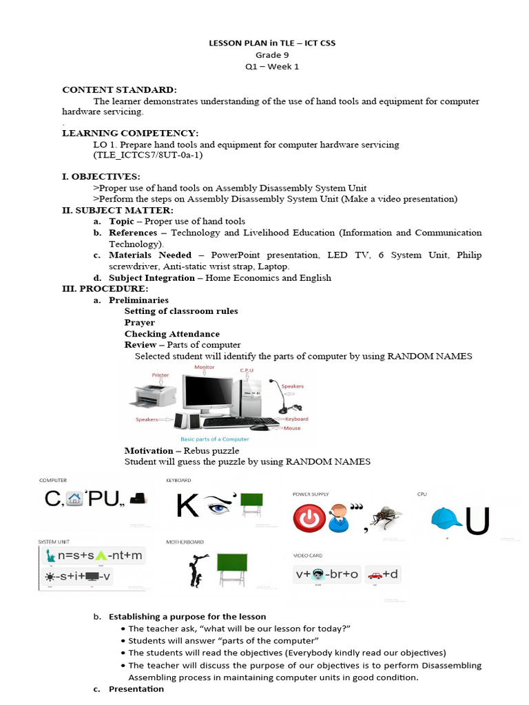 Demo Lesson Plan in Icf | PDF | Personal Computers | Lesson Plan