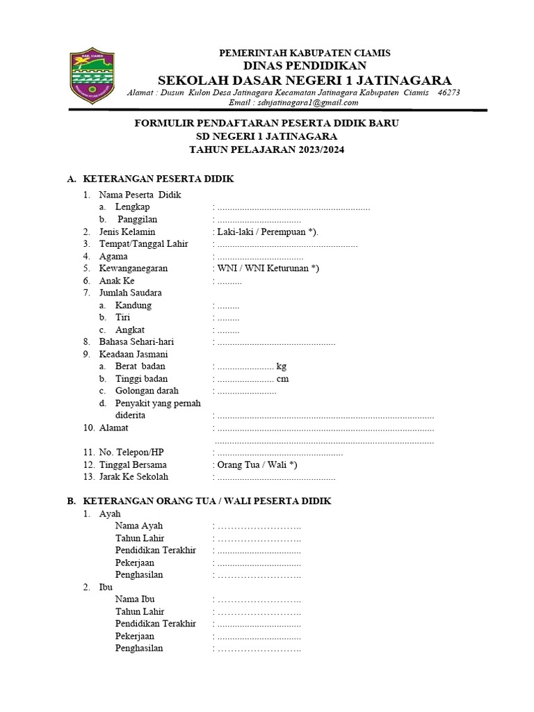 Formulir Siswa Baru Pdf