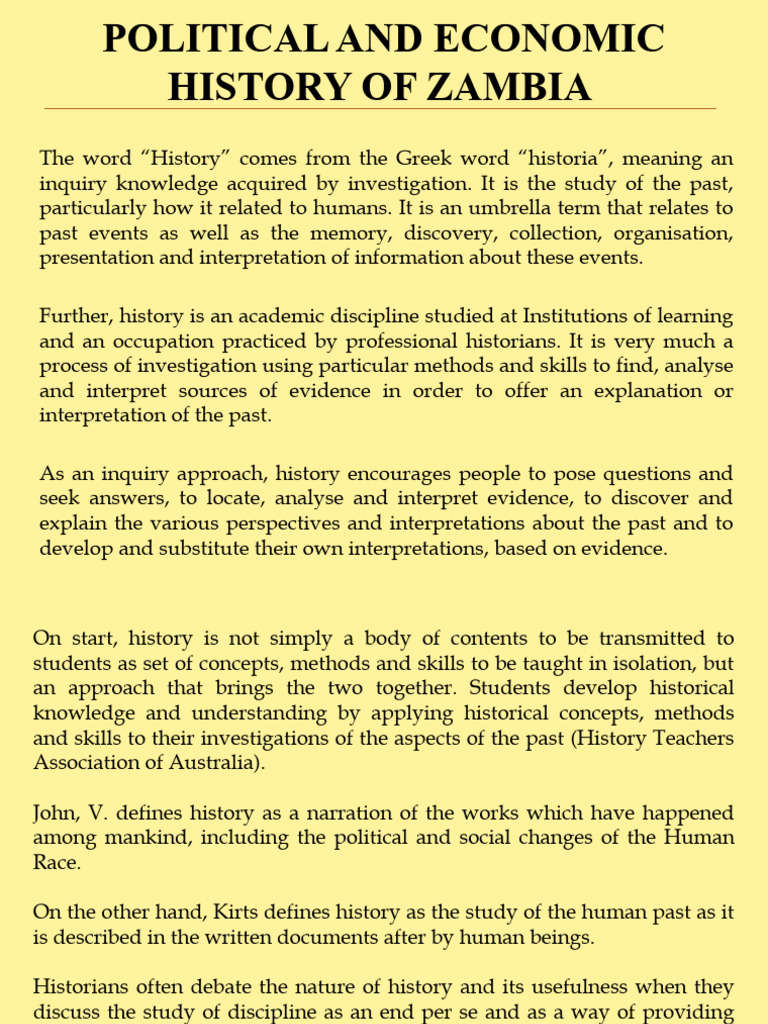 Political and Economic History of Zambia PPT 2016 PDF Zambia