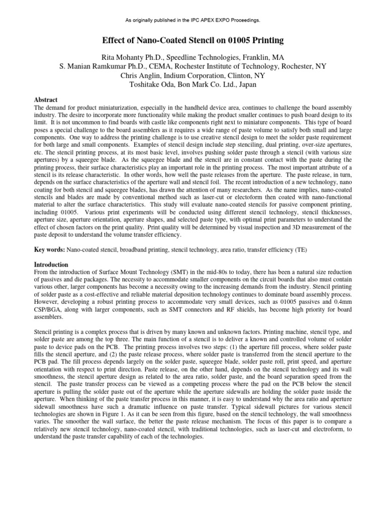 Nano Coated Stencils Ipc PDF