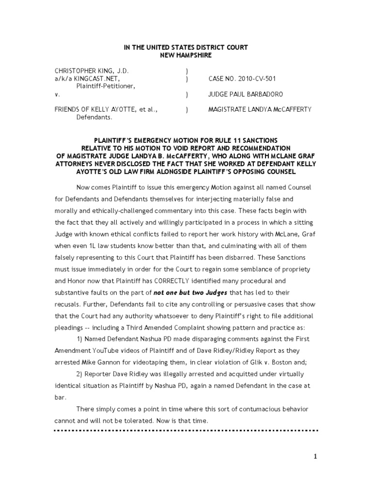 KingCast Emergency Motion For Rule 11 Sanctions Against Brian Cullen