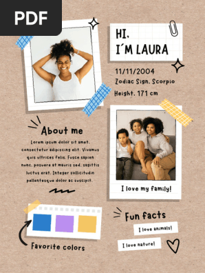 Brown Minimalist Scrapbook Personal Profile All About Me Poster