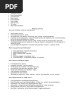 Export Procedure: Preliminary Exercise