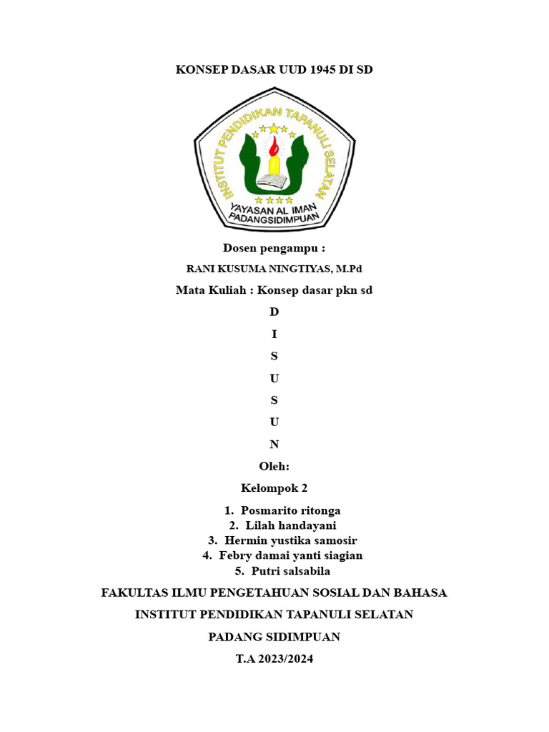 Konsep Dasar UUD 1945 untuk SD | PDF | Sains & Matematika