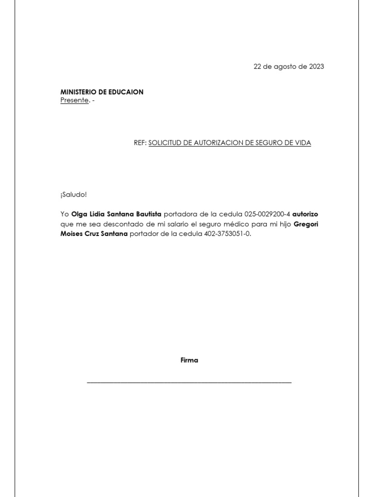 Carta de Solicitud Doc | PDF