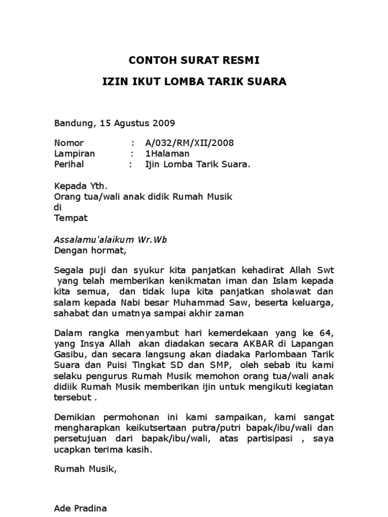 Contoh Surat Resmi
