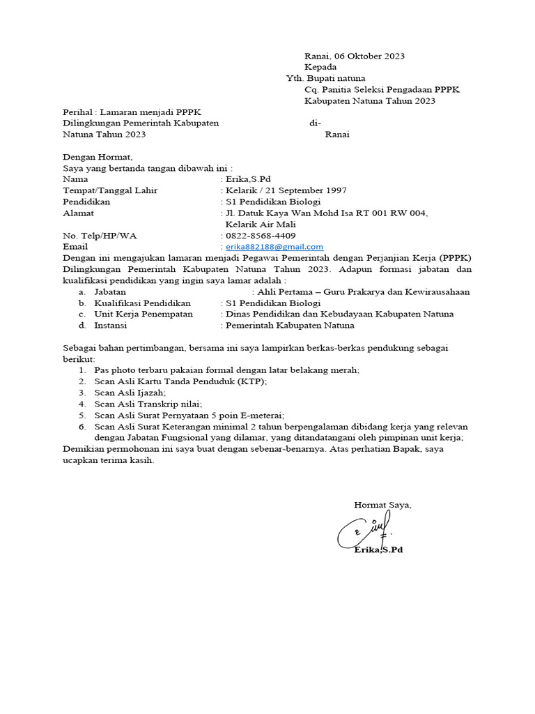 Contoh surat lamaran 2024 pdf