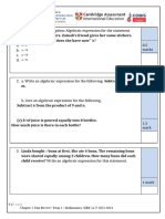 Grade 6 Unit Test 1 Chapter 1 Alebra