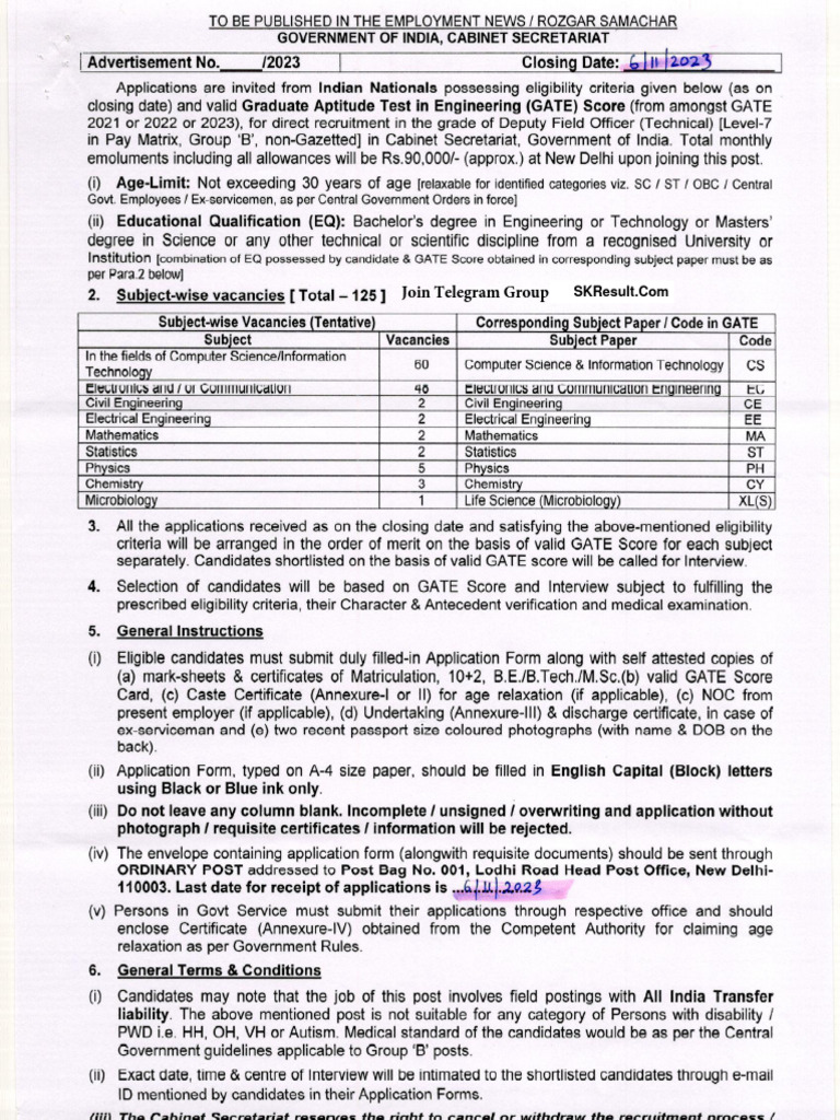 Secretariat DFO Recruitment 2023 Notice PDF