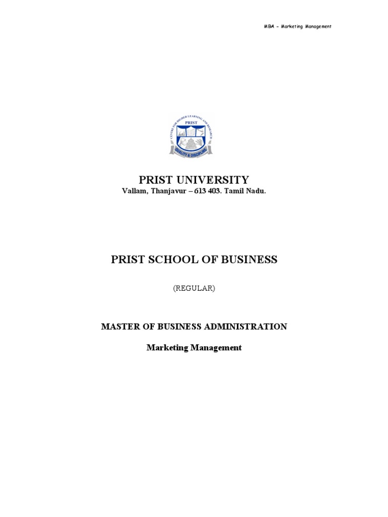 MBA Marketing Management Overview | PDF | Strategic Management | Cost ...