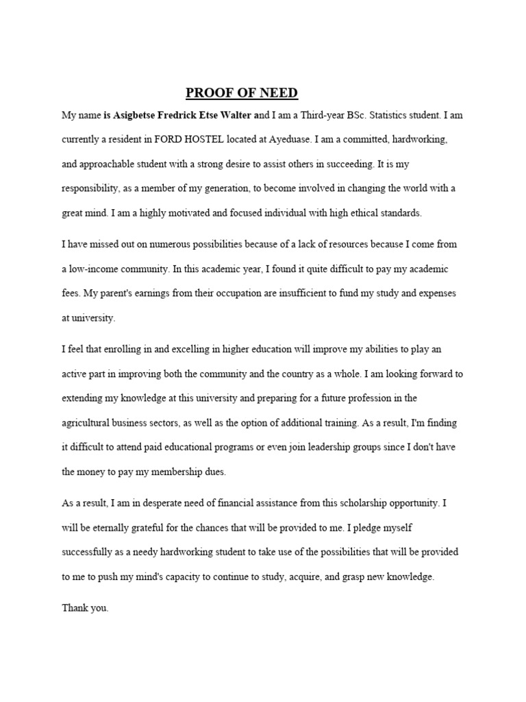 Proof of Need | PDF